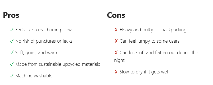 Best Camping Pillow UK 2025 15 Therm-a-Rest Compressible Pros and cons of camping pillows