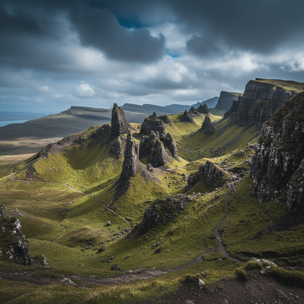 The Quiraing Circuit Walk follows the dramatic cliffs of the Trotternish Ridge.