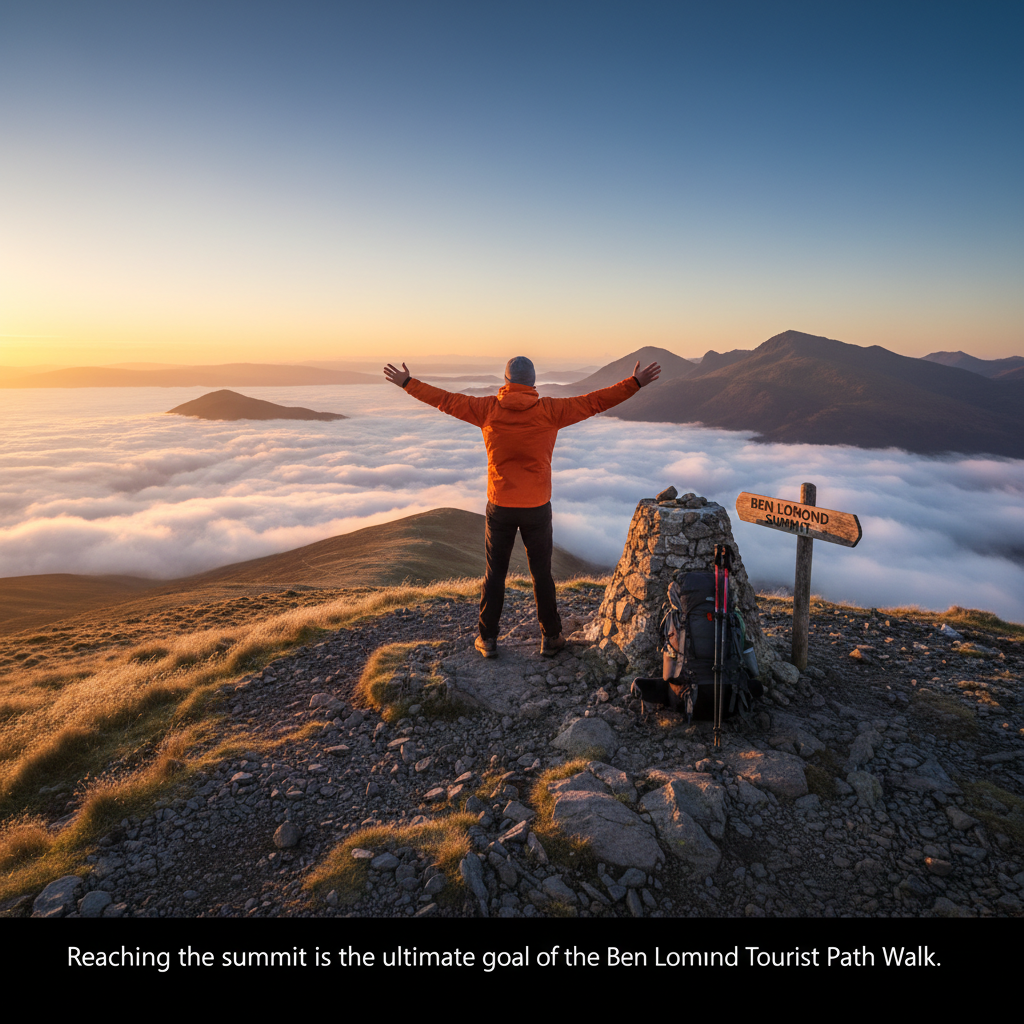 Reaching the summit is the ultimate goal of the Ben Lomond Tourist Path Walk.