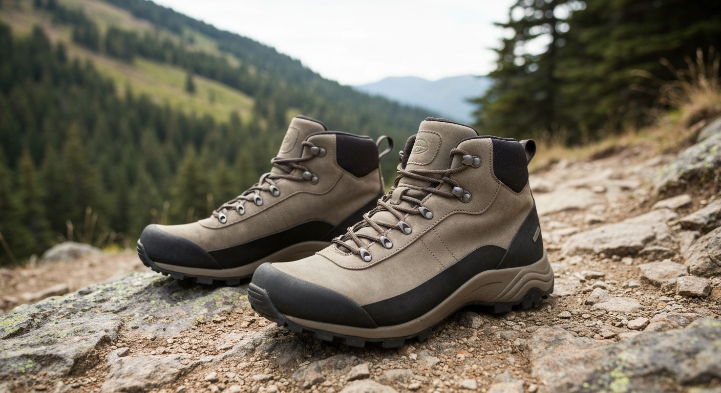 Premium Hiking Boots For Flat Feet on a rocky mountain trail